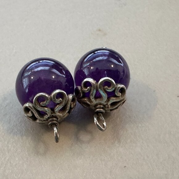 Authentic Pandora Purple Amethyst Swirl Compose Earrings - EUC (No Posts ) - Picture 4 of 11